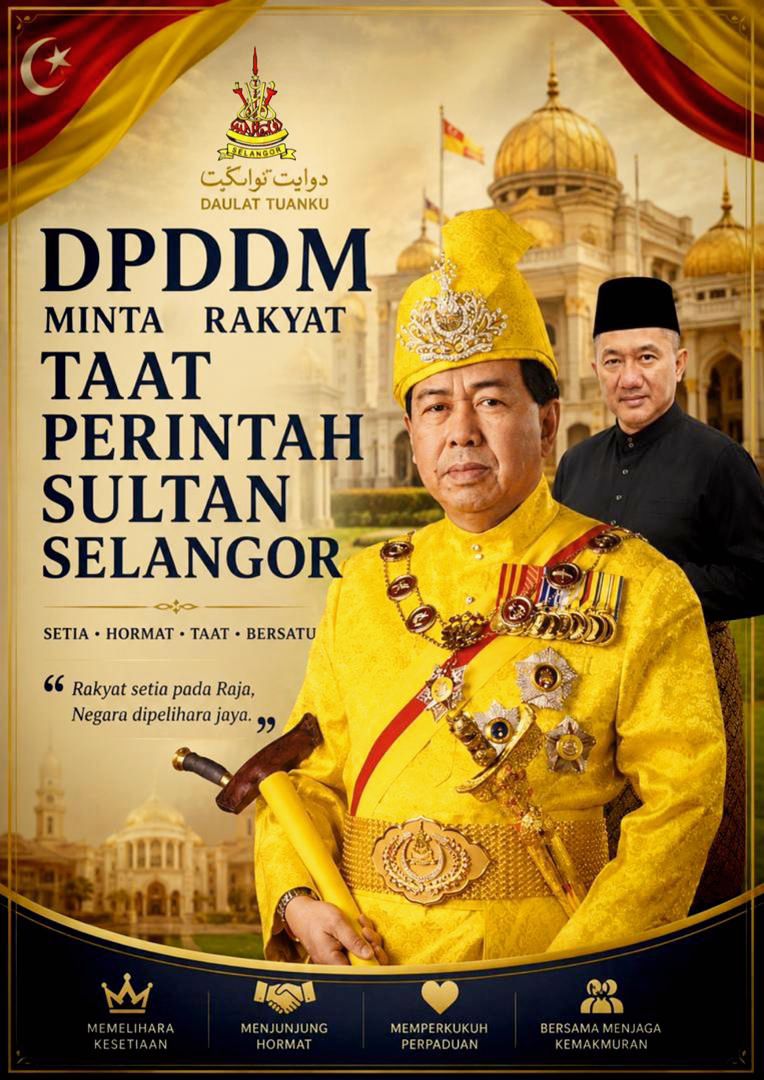 DPDDM minta rakyat taat dengan titah Sultan Selangor